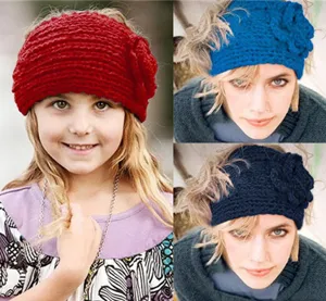 Warmes Strick Kamelie Blume Stirnband für Damen, dicke Häkel Winter Ohrenschützer Haarband.