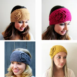 Gestricketes Blumen Stirnband Winter warm Haarband Häkeln Ohrwärmer Haaraccessoires Damen
