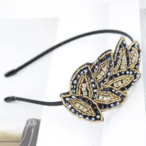 Exquisites Handgemachte Kristall Perlen Blatt Haarreif Luxus Damen Haarschmuck Party
