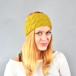 Knitted wide headband ear warmer winter cozy hair accessory elastic stylish headwrap for women