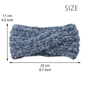 Buntes Mohair Strick Stirnband Winter Warm Kreuz Haarband Ohrenschuetzer Modisch.
