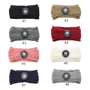 Fascia in maglia con strass cristallo copricapo caldo invernale per donne.