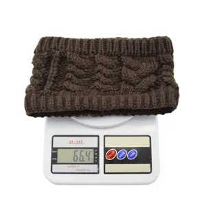 Bandeau d'hiver en tricot torsadé marron foncé cache-oreilles accessoire de mode 66g