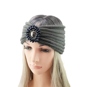 Fascia in maglia con strass da donna inverno caldo cristallo capelli moda accessori