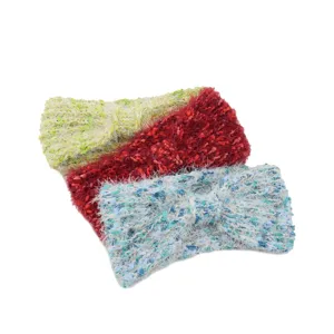 Diadema de punto mullida en tres colores, aro de pelo suave para invierno calido diario.