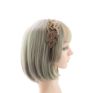 Handgemachte perlenbesetzte Blatt Haarschmuck elegante Kristall Haarreif für Damen Party.