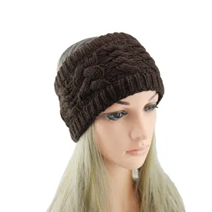 Bandeau en tricot marron hiver chaud chauffe-oreilles accessoire de cheveux chic