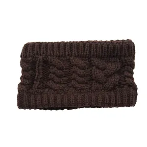 Bandeau tricoté marron torsadé hiver chaud chauffe-oreilles accessoire cheveux élastique