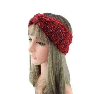 Diadema de lana tejida para mujer, cinta para el pelo colorida y esponjosa gruesa invierno