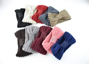 Autunno inverno fascia lavorata a maglia con fiocco di paillettes donna accessorio dettaglio