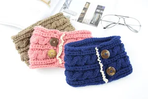 Handgemachte Strick-Stirnband aus Wolle mit Knöpfen, warmer Ohrenwärmer Haarschmuck.