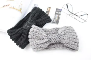 Fascia per capelli in maglia con fiocco donna inverno caldo accessorio paillettes moda