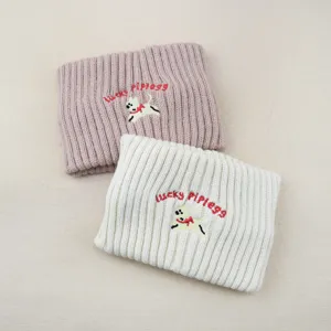 Cozy knit headband with cute dog embroidery, winter warm hair band for face washing.