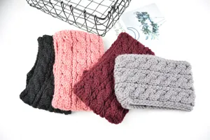 Knitted wide three-row braided wool headband winter warm ear warmer hair accessory