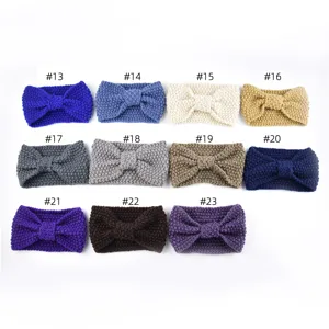 Knitted bow hair band winter warm wool headband soft ear protection sports hair hoop
