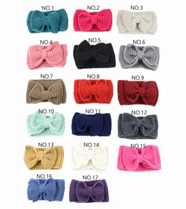 Diadema de punto con lazo invierno cálido accesorios para el pelo multicolores.