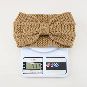 Knitted bow headband for women warm winter hair accessories solid color cute wool hair band