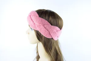 Rosa gestricktes geflochtenes Stirnband für Damen Winter warme Wolle Ohrenschützer