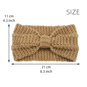 Knitted woolen headband for women, winter warm hair accessory, khaki solid color design.