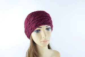 Knitted braided headband ear warmer, thick winter thermal hair accessory for women.