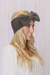 Diadema de punto hecha a mano con lazo grande, accesorio de pelo cálido de invierno.