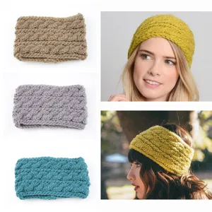 Women Winter Cable Knit Headband Polyester Braided Ear Warmer Head Wrap Twist Hair Band Cozy Outdoor Headpiece Accessory