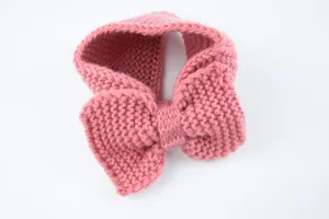 Diadema de lazo de punto rosa, orejera de invierno de punto grueso para mujeres y niñas.