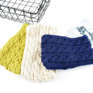Knitted wide cable hairband winter warm ear warmer solid color headband for women 3pcs