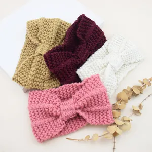 Cozy knitted winter headband ear warmer set, handmade chic twisted hair accessories.