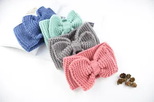Diadema de punto con lazo para mujer invierno cálido accesorios de pelo moda orejeras cinta