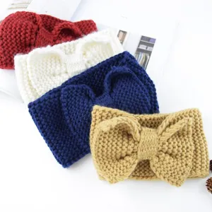 Diadema de punto con lazo grande invierno caliente orejeras accesorios para el pelo