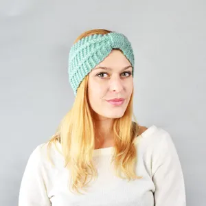Handmade knitted headband warm winter ear warmer solid color wool hair accessory fashion style