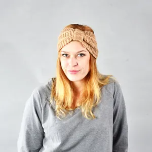 Knitted winter headband for women, thick warm ear warmer crochet hair band accessory.