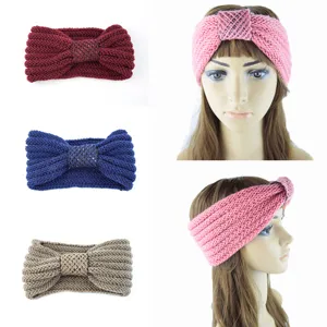 Fascia per Capelli in Maglia Calda Invernale da Donna con Fiocco in Paillettes Turbante in Lana Retrò Scaldaorecchie all'Uncinetto Accessori per Capelli