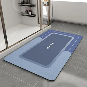 Non-slip absorbent bathroom floor mat quick drying diatomaceous earth bath rug for home use