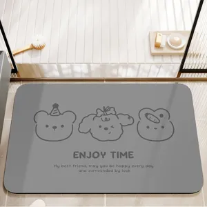 Cute cartoon bathroom mat, absorbent and quick-drying floor mat for home use, non-slip.
