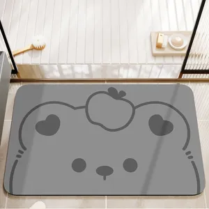 Cute cartoon absorbent bathroom floor mat, quick-drying non-slip diatomaceous earth mat.