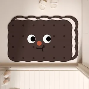 Cute Cartoon Sandwich Cookie Floor Mat Absorbent Non-Slip Bathroom Door Mat Soft Rug