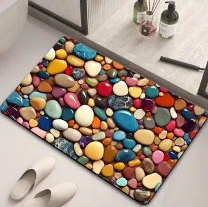 Fris Eenvoudig Badkamer Vloermat Absorberend Sneldrogend Diatomeeënaarde Zachte Mat 3D Stereoscopisch Steen Patroon Thuis Tapijt