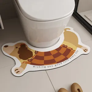 Cartoon dachshund toilet U-shaped floor mat, absorbent and non-slip bathroom rug for home.