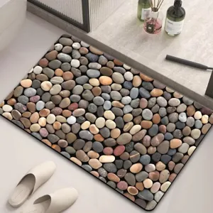 3D kiezels patroon absorberende antislip badmat voor moderne badkamervloer detail