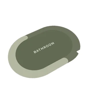 Kieselalgen Badematte, saugfähige rutschfeste Fußmatte für das Badezimmer, ovales grünes Design.