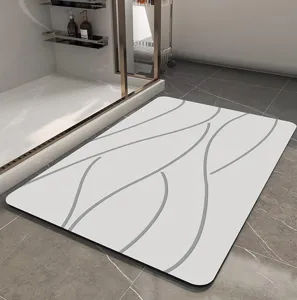Alfombrilla de baño absorbente de tierra de diatomeas suave antideslizante geométrica