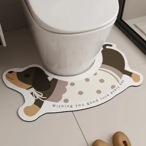 Cute dachshund toilet U-shaped floor mat absorbent diatom mud bathroom non-slip mat