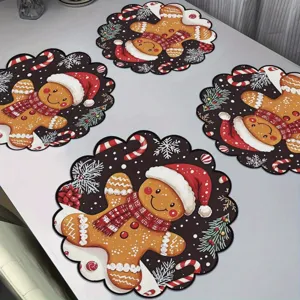 Tovaglietta pan di zenzero di Natale vista dettagliata, tappetino cucina festivo.