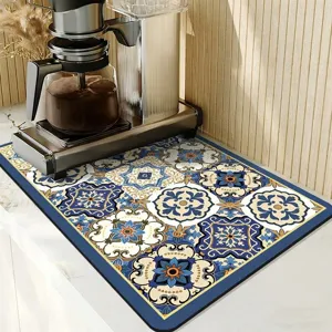 Europäisches Vintage Blumen Kieselgur Küche Abtropfmatte Absorbierender Tischmatte Für Arbeitsplatte
