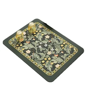 Europäischer Stil Küchenabflussmatte und saugfähige Tischmatte mit Vintage Blumenmuster.