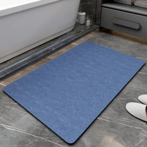 Blue diatomaceous earth bathroom mat non-slip floor mat for home bathroom shower room decor