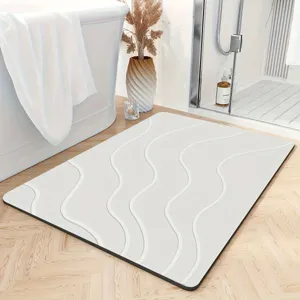 Modern minimalist striped diatomaceous earth bath mat, absorbent and quick-drying floor mat.