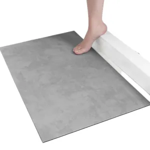 Grey marble diatomaceous earth bath mat, absorbent quick drying floor mat for bathroom.